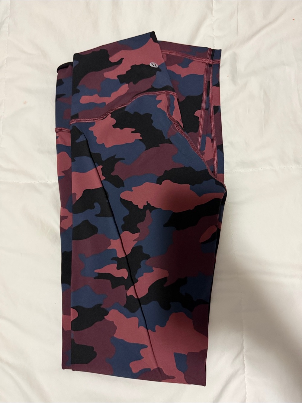 Lulu leggings size 4. Camouflage Print Athletic Leggings - Maroon, Navy, Black